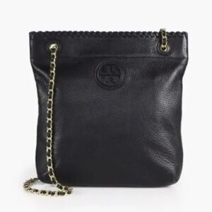 Tory Burch Black Leather Marion convertible crossbody handbag